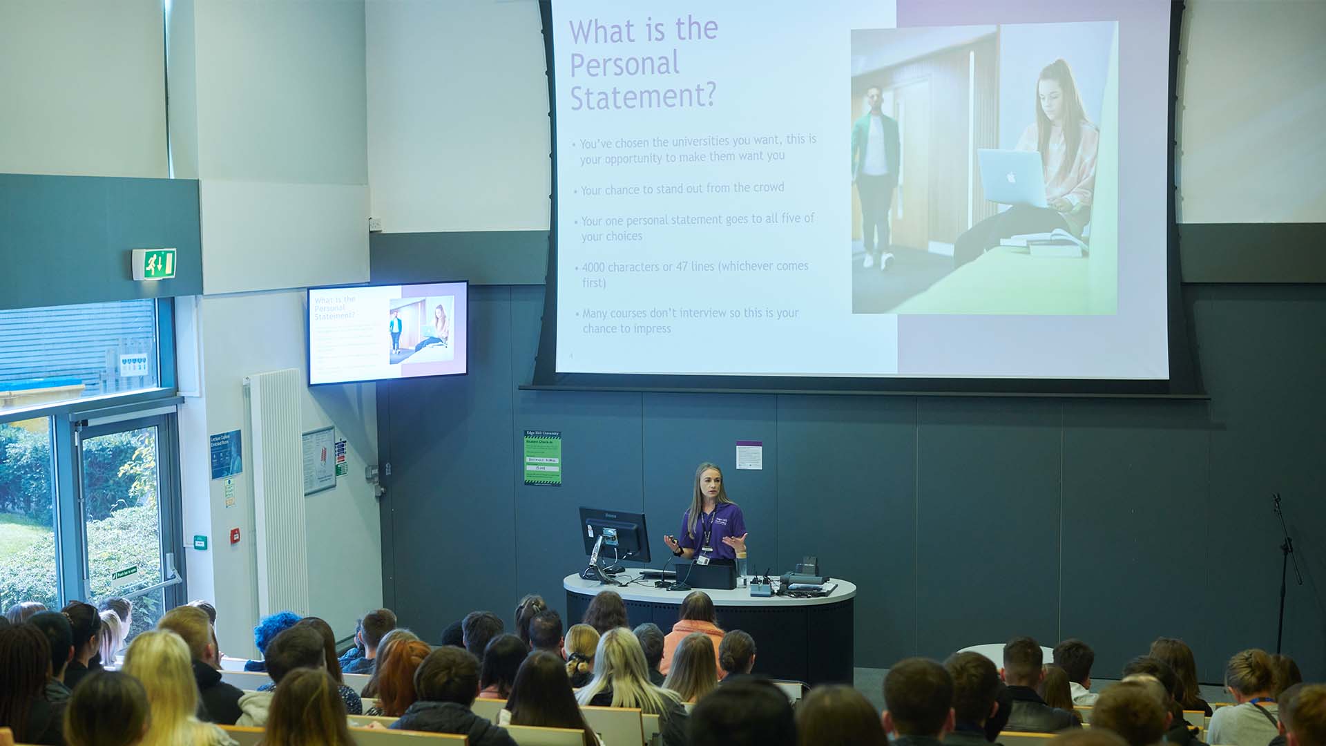 A member of the EHU team delivering a personal statement talk