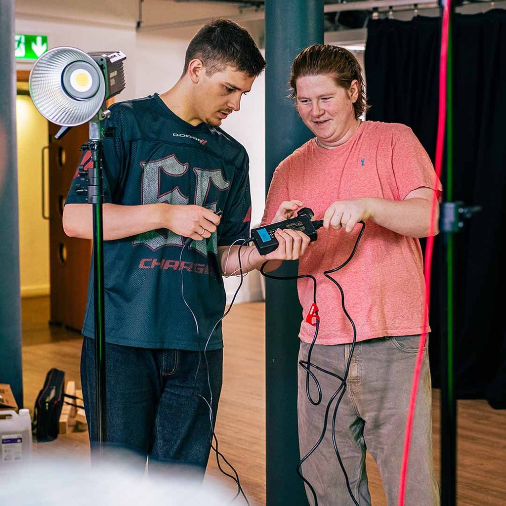 Josh and Nathan on set.