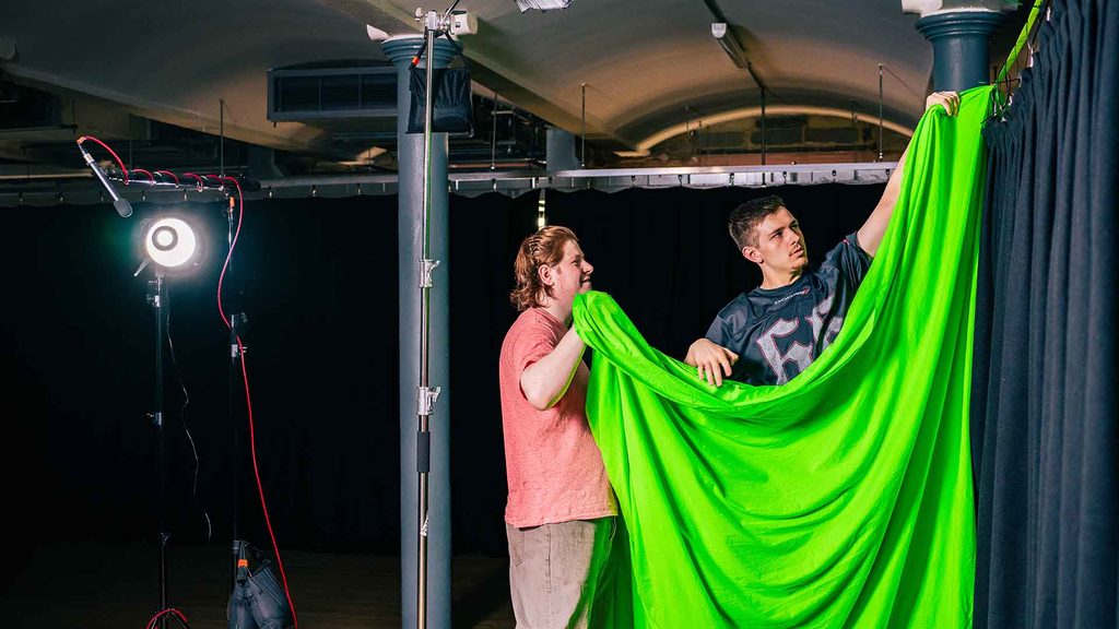 Nathan and Josh help with the set on The Void.